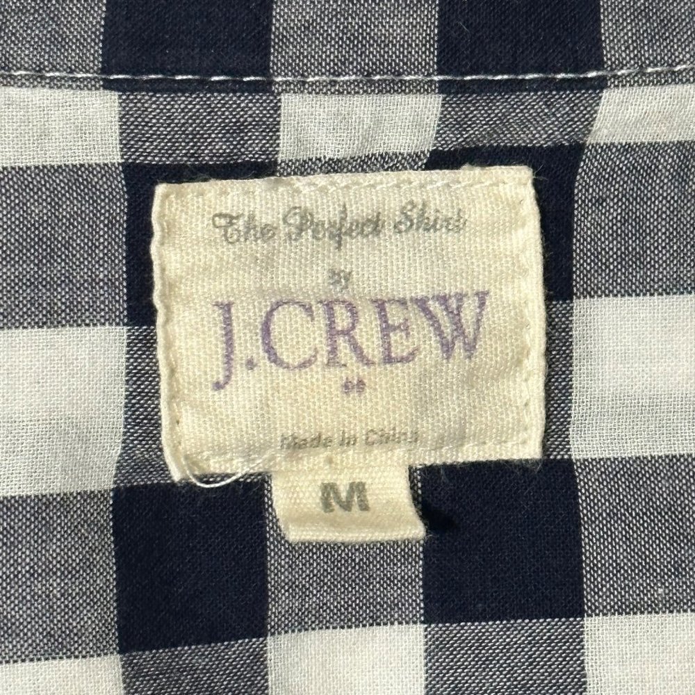 J. Crew women’s size M navy blue check cotton long sleeve button front shirt top - Picture 4 of 7